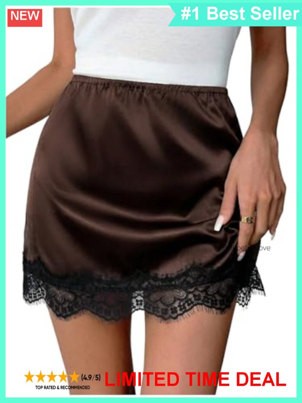 Satin Silk Lace Trim Mini Skirt Bodycon Short Skirt